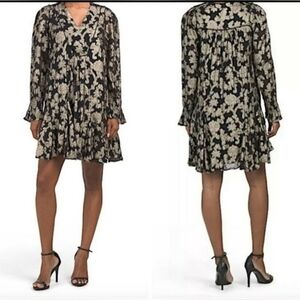 Anthropologie Black & Gold Foil Dress